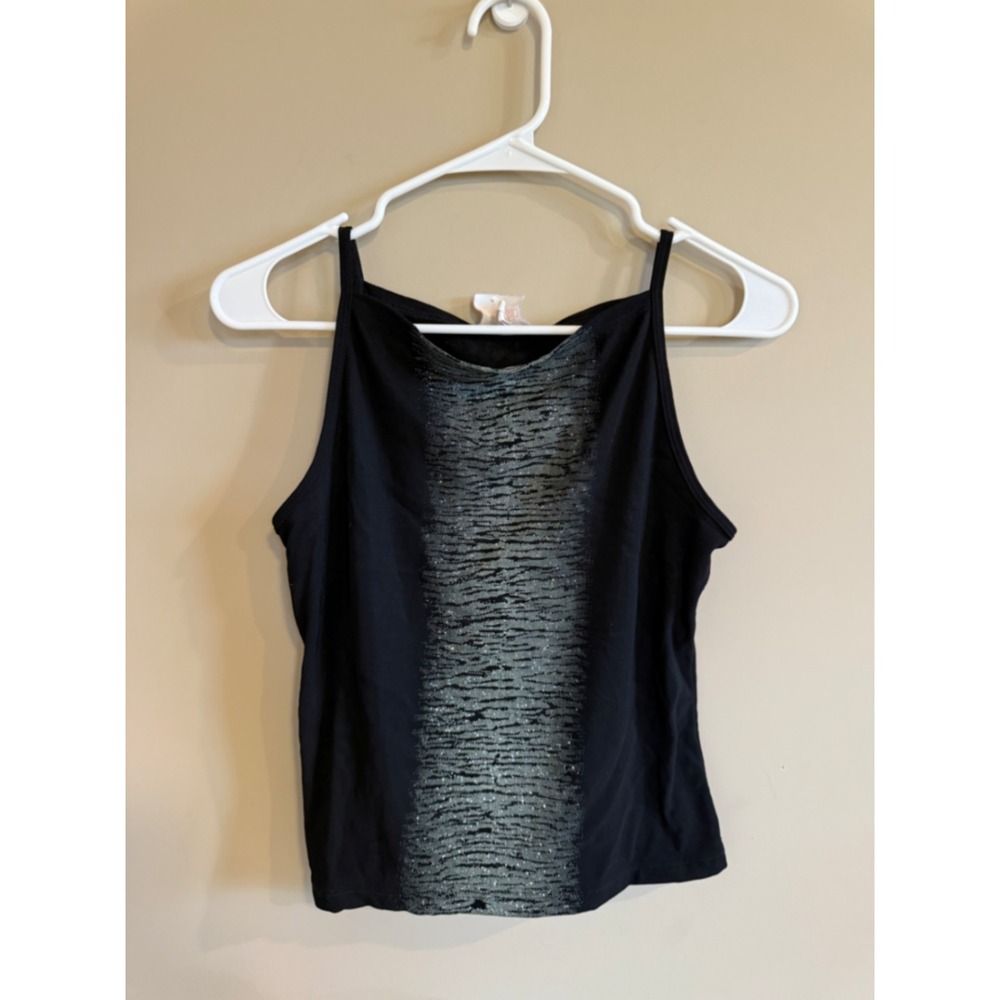 Carabella Collection Women Black Glitter Textured Tank Top